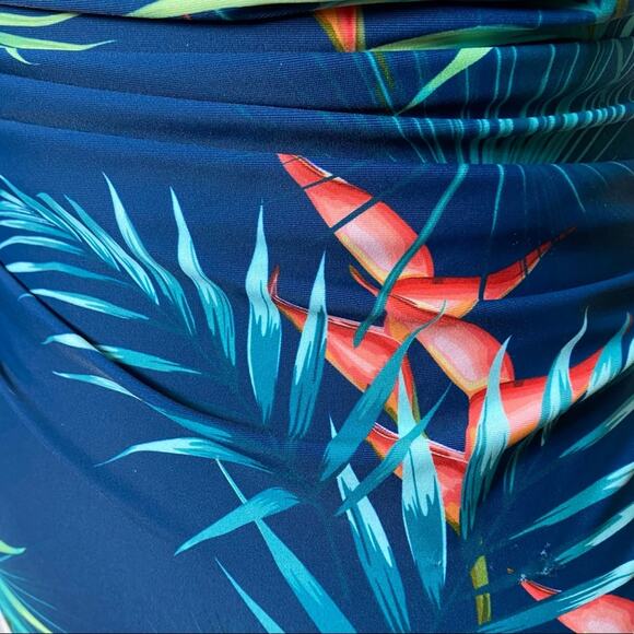 CUPSHE Teal Floral Cutout Halter One Piece Women Swimsuit Size Small NEW - Picture 6 of 6